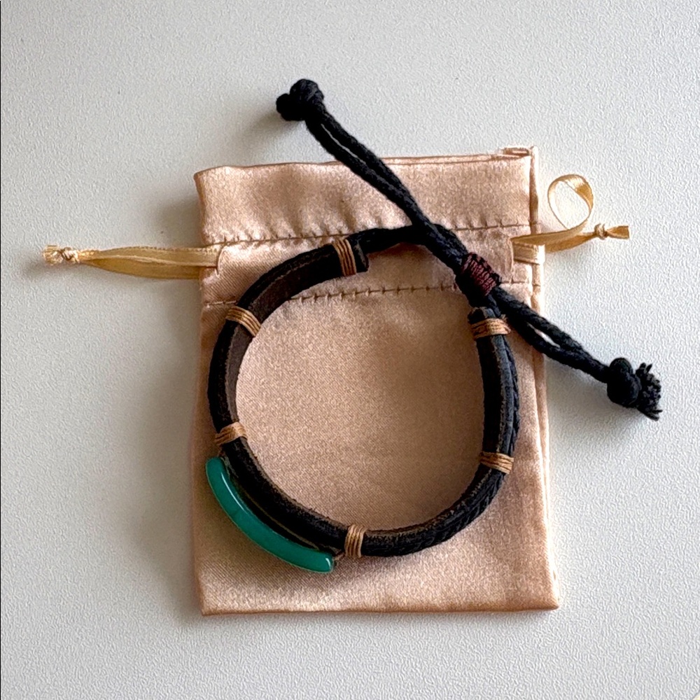 Jade & Leather Adjustable Bracelet - Picture 7 of 7